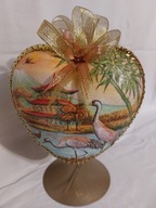 Bombka serce ręcznie zdobiona 15 CM decoupage SD22 japonia orient