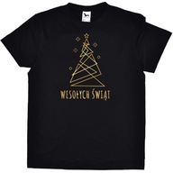 Koszulka świąteczna czarna WESOŁYCH ŚWIĄT męska XL