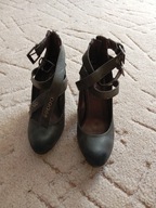 buty szare Naomi z paskami, Rozmiar 36, obcas 9cm