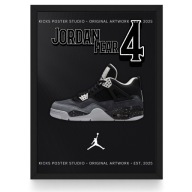 Plakat Jordan 4 "Fear" Pointy (Czarna/Biała Ramka)