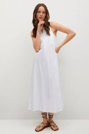 M A N G O sukienka długa maxi trapezowa oversize biała quiet luxury preppy