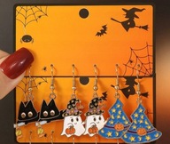 Zestaw Kolczyków na Hallowen– Kotki Duszki i Czapki czarodziejskie 3 pary