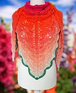 PIĘKNA AŻUROWA MULTIKOLOROWA SZYDEŁKOWA DUŻA WIOSENNO/LETNIA CHUSTA OMBRE