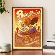 Plakat Smoke Shisha 50x70 cm |Bliski wschód Palenie Alladyn