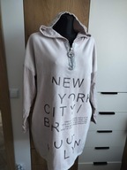 Włoska bluza damska 44 kardigan brudny róż oversize tył dłuższy