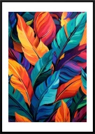 KOLOROWY PLAKAT OBRAZ A2 LIŚCIE MONSTERA BŁĘKIT ZŁOTO DO SALONU ŁAZIENKI
