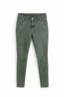 Ciemnozielone włoskie spodnie rurki khaki ze średnim stanem 7/8 army green
