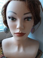 Kolczyki liście Monstera tęczowe stal BOHO opalizujący