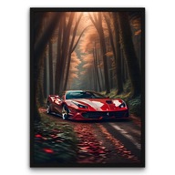 Plakat z ramą 50x70cm Ferrari 812 GTS Jesień Samochód Luksus Design