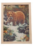 Obraz ręcznie zrobiony haftem diamentowym niedźwiedź przyroda las