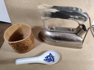 żelazko "Nowe Życie" skórzany kubek do kości łyżeczka porcelana Żydzi