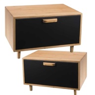 DUŻY POJEMNIK NA CHLEB BUŁKI PIECZYWO METALOWY CHLEBAK CZARNY BAMBUS