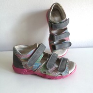 Skórzane sandały Gaspar 31 stabilne buty w tęczowy wężowy wzorek