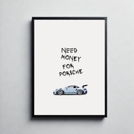 Plakat Porsche 911 gt3 A3 -samochody, need money for, dekoracja, prezent