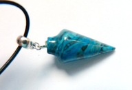 Niebieski agat szalony, wahadełko, wisiorek