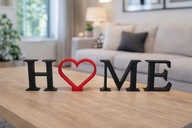 Dekoracyjny napis „HOME” z sercem – nowoczesna ozdoba wnętrza - kolory