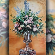 VIBRAMY Obraz olejny – "Kwiaty w Wazie" ręcznie malowany | 100x150 | unikat