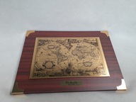 OBRAZ STARA MAPA ŚWIATA MOSIĄDZ NA DESCE