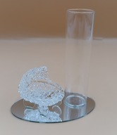 Szklany dziecięcy wózek - wazonik - malutka figurka na lustereczku