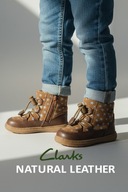 Clarks Flash toddler pierwsze buty ocieplane brązowe skórzane rozm. 18,5