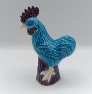 Turkusowy KOGUT z grzebieniem w kolorze bakłażana - kolekcjonerski Piękny