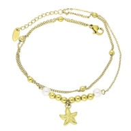 86876 Celebrytka bransoletka na nogę złota stal chirurgiczna 316L gwiazda