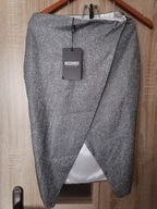 SPÓDNICA MISSGUIDED BROKATOWA SREBRNA S 36 S