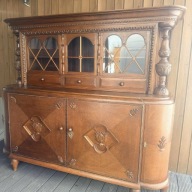 Antyczny kredens dębowy 1925–1935 | lity dąb | dwuczęściowy