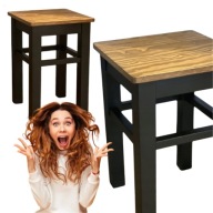 TABORET DREWNIANY DĄB CZARNY SOLIDNY MOCNY KUCHENNY OGRODOWY POLSKI 45CM