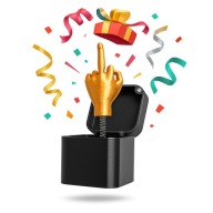 PUDEŁKO NIESPODZIANKA ŚRODKOWY PALEC FUCK YOU PRANK DOWCIP WYSKAKUJĄCY