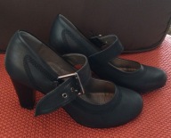 Czółenka botki czarne obcas wkładka 25, rozmiar 39