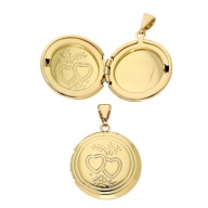 86392 Zawieszka stal chirurgiczna 316L pozłacana 18k sekretnik okrągły