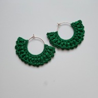 Kolczyki rękodzieło na szydełku falbanka na kółku