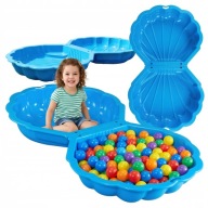 PIASKOWNICA Z POKRYWĄ OGRODOWA BASEN ZESTAW 2W1 BASENIK MUSZELKA NIEBIESKA