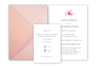 Zaproszenie minimalistyczne ślubne na ślub z kopertą różową PERSONALIZACJA