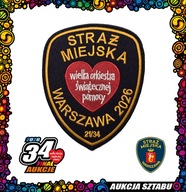 21 Naszywka Straży Miejskiej m.st. Warszawy i czerwone serce – symbol WOŚP