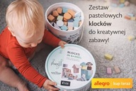 Drewniane klocki pastelowe JOUECO 50 szt. wiaderko 12m+ kreatywna zabawa