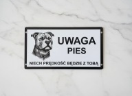 Tabliczka uwaga pies amstaff Srebrna, złota duży wybór wzorów