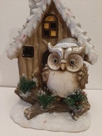 DUŻA Dekoracja świąteczna stroik domek z sową DO DOMU, OGRODU NA BALKON