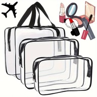 3w1 KOSMETYCZKA PODRÓŻNA ORGANIZER DO SAMOLOTU PRZEZROCZYSTA TRANSPARENTNA