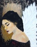 Anioł obraz malowany struktura ręcznie Anpi prezent 50x40 /75PatrykMit