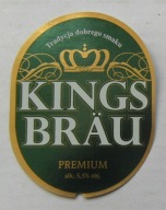 ETYKIETA PIWO KINGS BRAU PREMIUM BROWAR SULIMAR PIOTRKÓW TRYBUNALSKI
