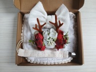 Komplet Zestaw dla dziewczynki śliniak 2x opaska zawieszka do smoczka