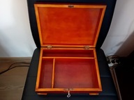 STARA DREWNIANA SKRZYNKA SZKATUŁKA Z PRZEGRODAMI NA KLUCZYK / ART-DECO