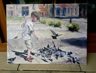 Obraz Ręcznie Malowany, Chłopiec, 40 na 30