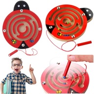 LABIRYNT MAGNETYCZNY DREWNIANY KULECZKA ZABAWKA EDUKACYJNA DLA DZECI