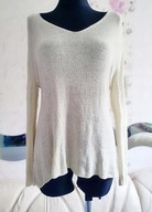 SWETER SWETEREK SWETERKOWY biurowy prążkowany paski paskami dziurami dziury