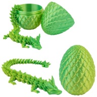 Smok Kryształowy druk 3D przegubowy ruchomy w zestawie JAJO YELLOWGREEN