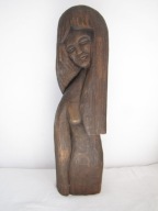 FIGURA DREWNIANA POSTAĆ KOBIETY CEPELIA PRL