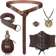 STRÓJ KOSTIUM RYCERZ ŚREDNIOWIECZNY AKCESORIA 5x PAS WIEDŹMIN KOMPLET BAL